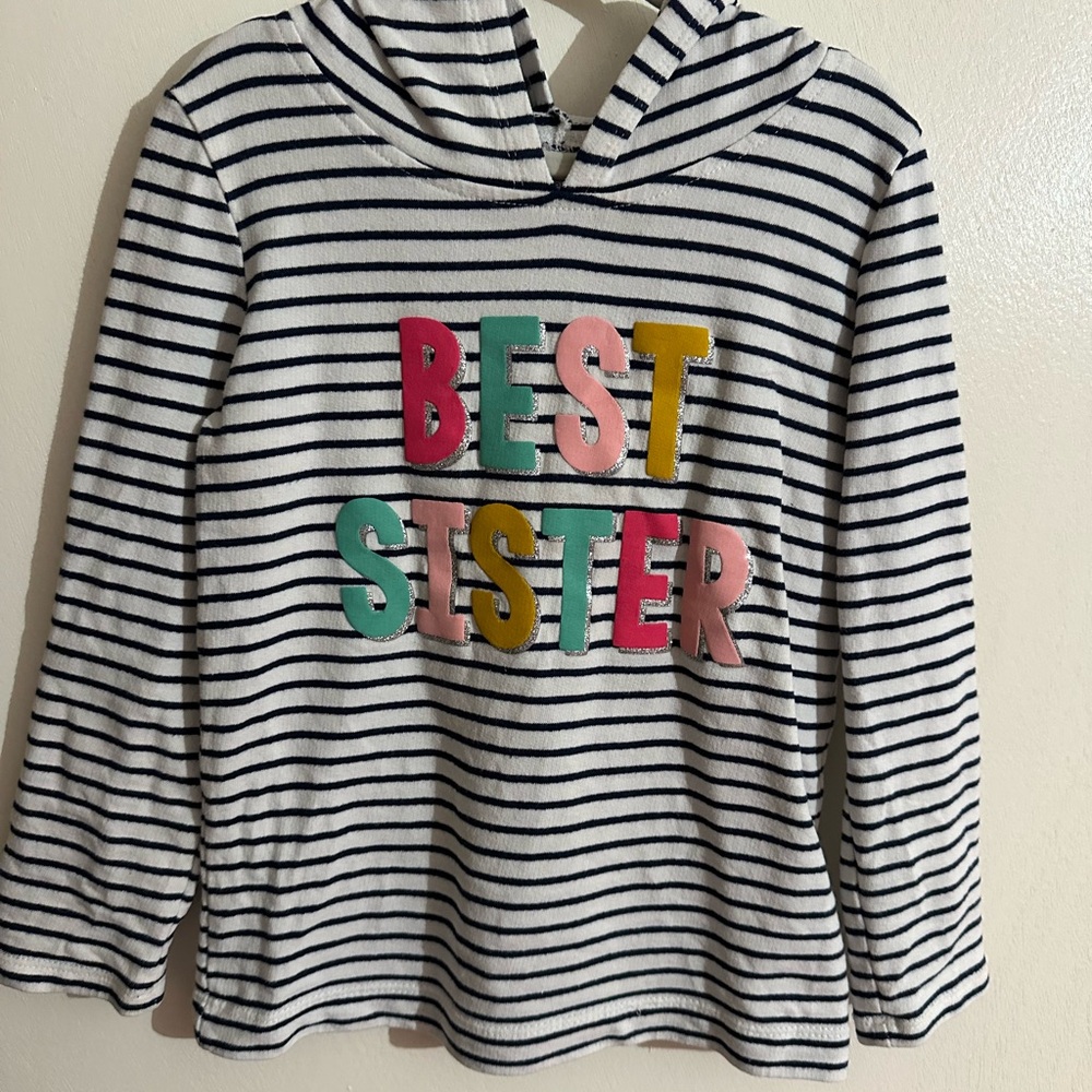 Striped 'Best Sister' Kids Hoodie